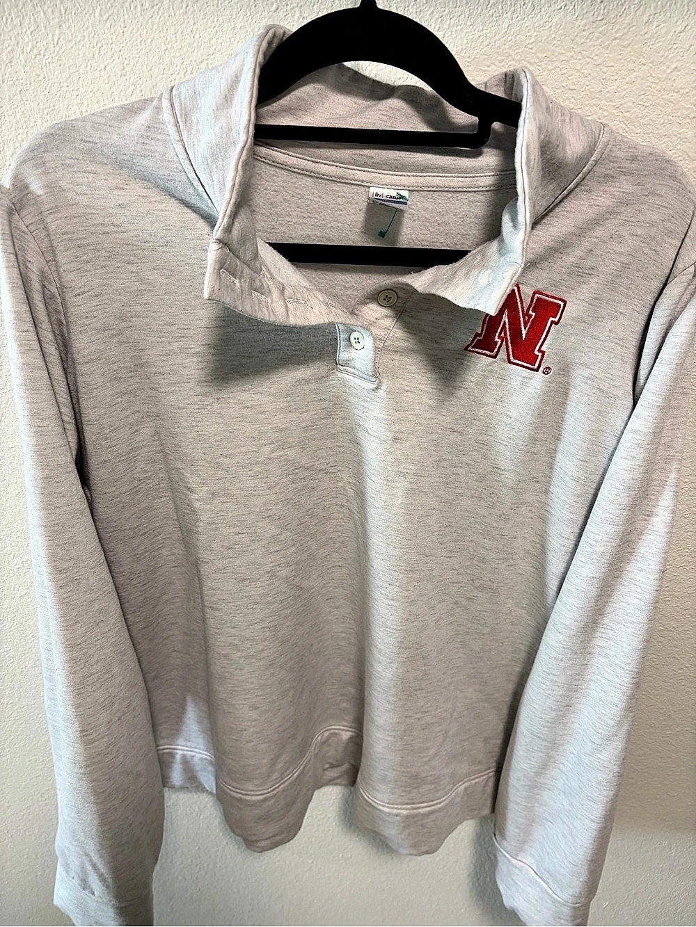 Nebraska Quarter Button Pullover Sweatshirt - XXL